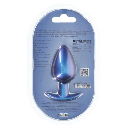 smooth silicone anal plug - large - 3.5" / 8,9 cm - metallic blue na Arena.pl