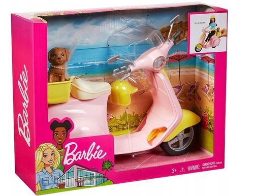 BARBIE SKUTER ZE SZCZENIACZKIEM FRP56 Mattel na Arena.pl