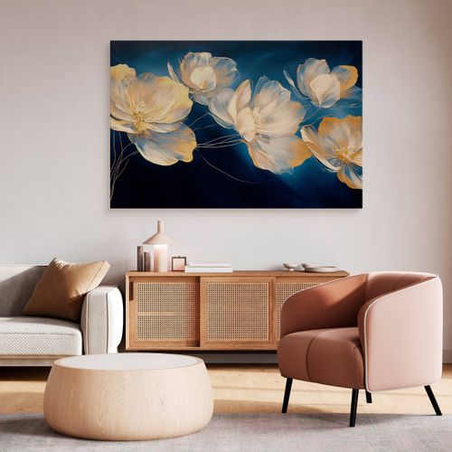 Obraz Do Salonu Sypialni Kremowe Kwiaty Glamour Abstrakcja 120cm x 80cm na Arena.pl