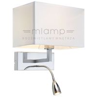 Kinkiet LAMPA ścienna SAVOY 106307 Markslojd abażurowa OPRAWA do czytania LED 3W na peszlu chrom biała