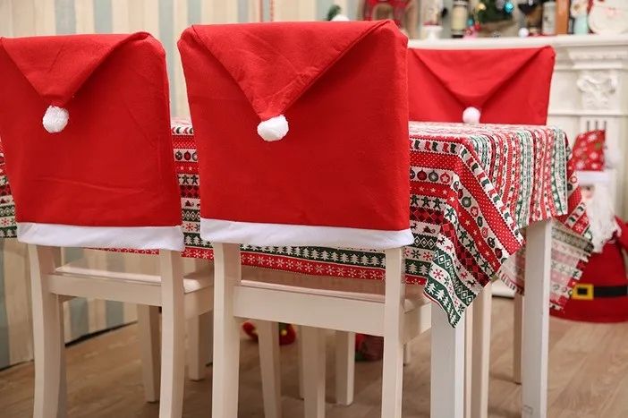 POKROWIEC NA KRZESŁO CZAPKA MIKOŁAJA POKROWCE NA KRZESŁA ŚWIĄTECZNE 6szt HQ zdjęcie 15