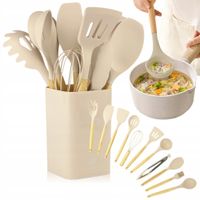 AKCESORIA DO KUCHNI PRZYBORY ZESTAW NARZĘDZIA KUCHENNE 12 ELEMENTÓW KREMOWE