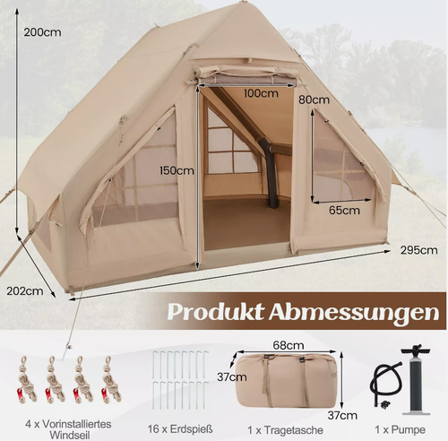 Namiot dmuchany z pompką dla 4-6 osób kemping na Arena.pl