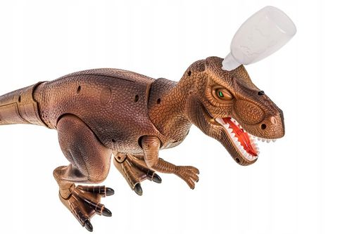 DUŻY DINOZAUR T-REX CHODZI RYCZY ŚWIECI ZIEJE DYM na Arena.pl