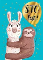 Karnet Urodzinowy A6, Lama Z Leniwcem