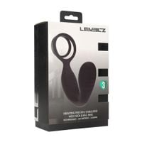 vibrating silicone prostate stimulator with cock and ball ring - black