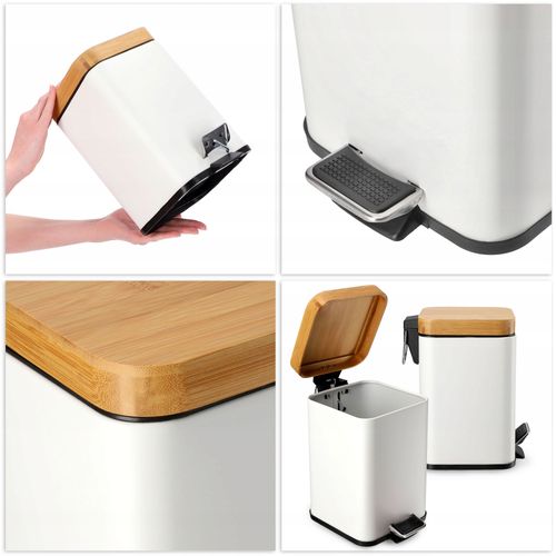 KOSZ POJEMNIK NA ŚMIECI Z POKRYWKĄ BAMBUSOWĄ 3 L na Arena.pl