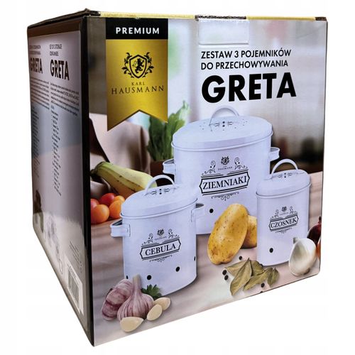 KOMPLET 3 POJEMNIKI METALOWE NA PRZECHOWYWANIE CEBULI CZOSNKU ZIEMNIAKÓW na Arena.pl