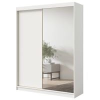 Szafa wysoka przesuwna z lustrem Fiore Plus 2D1L 180 Biała/Zloty