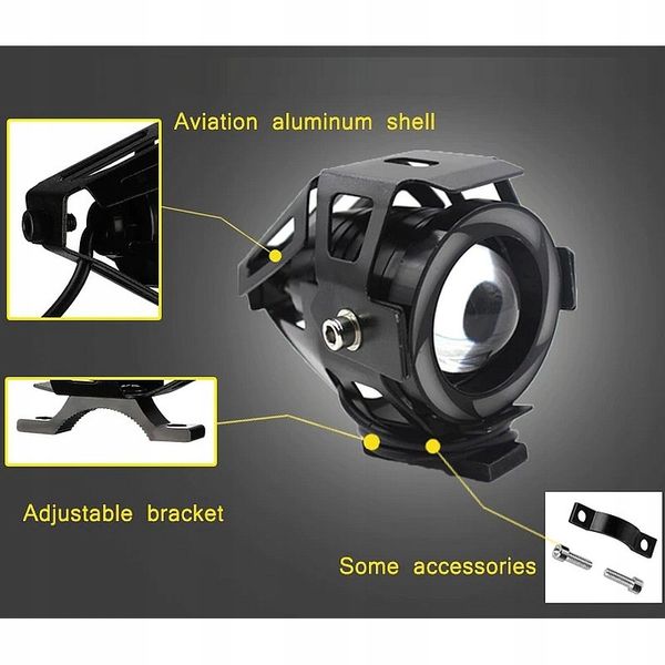 1x halogen motocyklowy U7C +RING color+WŁĄCZNIK zdjęcie 4