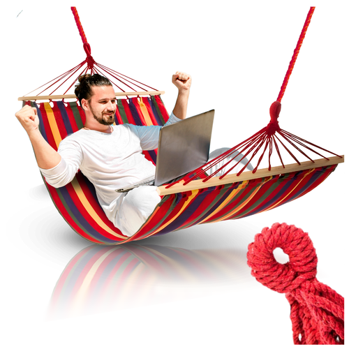 HAMAK Z POPRZECZKĄ DRĄŻKIEM OGRODOWY JEDNOOSOBOWY 200 X 80 150 KG MOCNY na Arena.pl