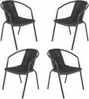 KRZESŁO Krzesła OGRODOWE NA TARAS DO STOŁU Rattan CZARNE