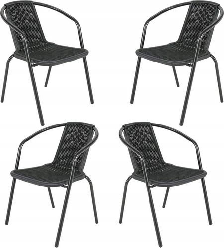 KRZESŁO Krzesła OGRODOWE NA TARAS DO STOŁU Rattan CZARNE na Arena.pl