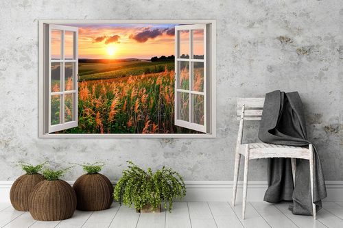 Obraz na płótnie - Canvas, okno - pole 60x40 na Arena.pl