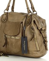 Torba biznesowa bowling retro bag skórzana - MARCO MAZZINI beżowa taupe