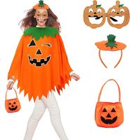 Strój Dyni na Halloween Damski Kostium Peleryna Opaska Torba Okulary 6el