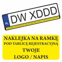 Naklejka pod tablicę rejestracyjną z TWOIM LOGO napisem