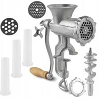 RĘCZNA MASZYNKA DO MIELENIA MIĘSA ŻELIWNA NADZIEWARKA 2 Sita 3 Lejki Ø 8 cm