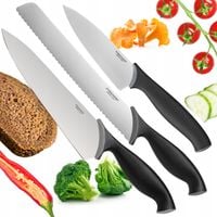 FISKARS ZESTAW 3 NÓŻY KUCHENNYCH DO KROJENIA CHLEBA OBIERANIA SZEFA KUCHNI