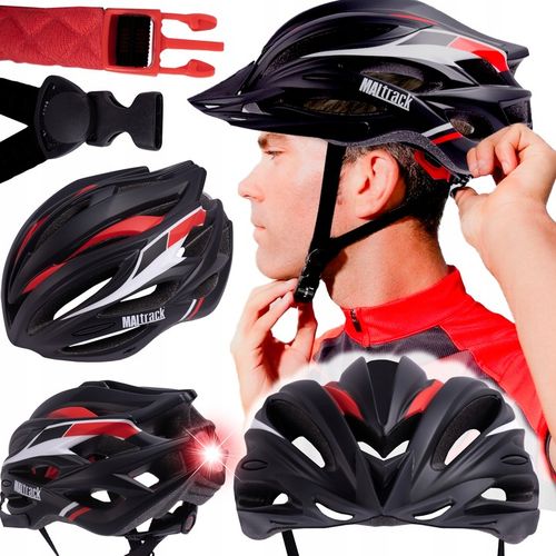 KASK ROWEROWY REGULOWANY 57-62 UNIWERSLANY Z WENTYLACJĄ DASZKIEM LAMPKĄ na Arena.pl