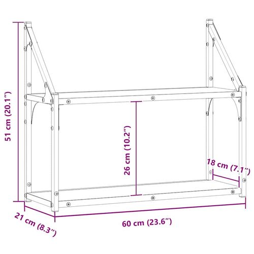 Półka ścienna z półką Czarny dąb 60 x 21 x 51 cm na Arena.pl
