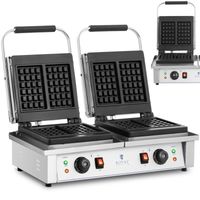 gofrownica prostokątna podwójna na 4 gofry belgijskie 2 x 2000 w