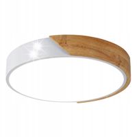 PLAFON LAMPA SUFITOWA LED OKRĄGŁY DREWNO NOWOCZESNY BIAŁA B.NEUTRALNA
