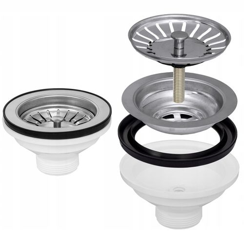 SYFON KOREK okrągły SITKO DO zlewu ZLEWOZMYWAKOWY KOSZYK 90 mm ŚRUBA 4 cm na Arena.pl