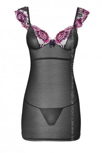 KOSZULKA NOCNA DOPASOWANA KORONKA STRINGI S/M na Arena.pl