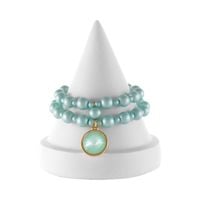 Bransoletka z turkusowych pereł satynowych z kryształkiem soft mint