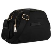 nylonowa, czarna listonoszka damska, jednokomorowa z sześcioma