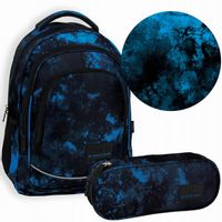 ZESTAW 2W1 PLECAK SZKOLNY PIÓRNIK NIEBIESKIE SKAŁY BACK UP