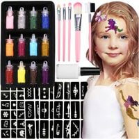 ZESTAW DO ROBIENIA TATUAŻY BROKATOWYCH DIY 87 SZABLONÓW 12 BROKATÓW PREZENT