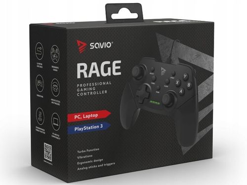 KONTROLER GAMEPAD PAD DO PC PS3 SAVIO RAGE PRZEWODOWY USB 2.0 1,8M WIBRACJE na Arena.pl