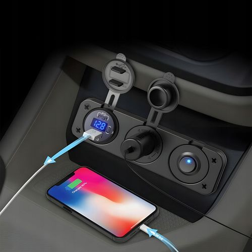 Gniazdo Zapalniczki 12V/24V Woltomierz Samochodowy PANEL Auto USB-C 22,5W na Arena.pl