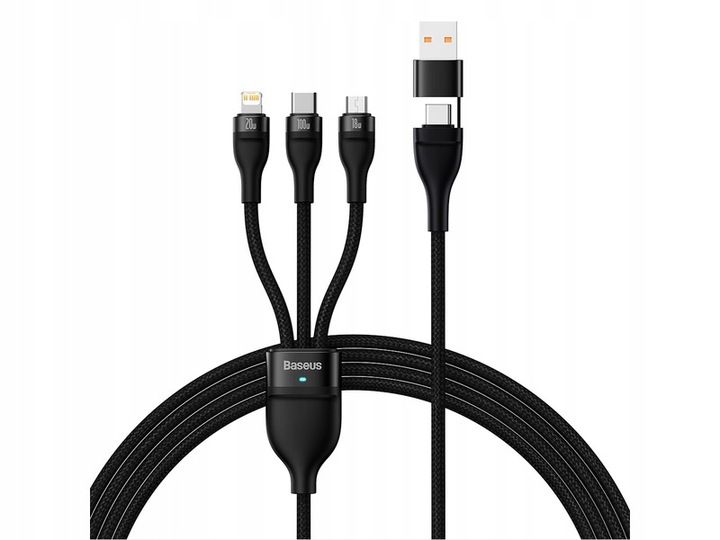 Kabel USB-USB Typ C - Micro USB-USB Typ-C-Lightning BASEUS 3w1 100W 1.2 m zdjęcie 15