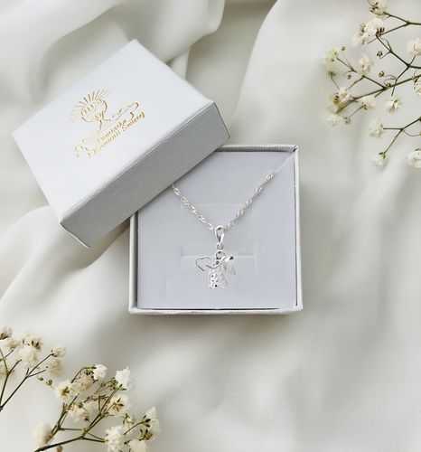 SREBRNY ŁAŃCUSZEK KOMUNIJNY I MEDALIK ANIOŁEK NA PREZENT DLA DZIEWCZYNKI na Arena.pl