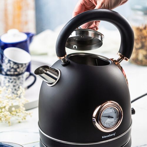 Czajnik elektryczny 1.8L z Termometrem RETRO Klausberg KB-7905 2200W Czarny na Arena.pl