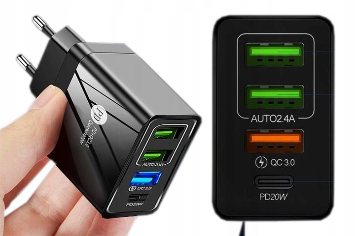 Zasilacz Ładowarka do Laptopa na TYP C + 3 x USB zdjęcie 1