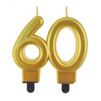 Świeczka urodzinowa metaliczna liczba 60 złota, 8 cm