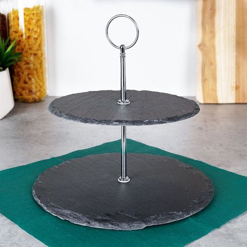 Patera Kamienna na Owoce Ciasto 2-piętrowa Dekoracyjna Orion 23 cm na Arena.pl