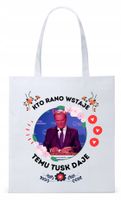 Donald Tusk Platforma Torba Eco Biała Shopper Z Nadrukiem Ze Zdjęciem