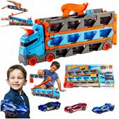 HOT WHEELS TRANSPORTER CIĘŻARÓWKA I TOR 2W1 + 3 AUTA PREZENT DLA DZIECKA