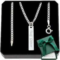 Łańcuszek męski srebrny 925 pancerka 55 cm z blaszką i grawerem na prezent