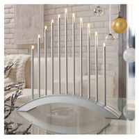 Nowoczesny świecznik adwentowy LED srebrny na okno