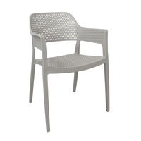 Szare krzesło ogrodowe z podłokietnikami HILE-193G, sztaplowane, do kuchni i restauracji