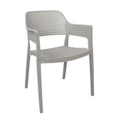 Szare krzesło ogrodowe z podłokietnikami HILE-193G, sztaplowane, do kuchni i restauracji
