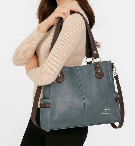 Torebka GRANATOWA Damska Duża A4 Miejska Pojemna Eko Skóra TORBA Kobaltowa na Arena.pl