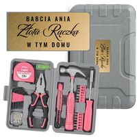 Zestaw Narzędzi w Walizce z Grawerem 25 szt Różowe Prezent na Dzień Babci