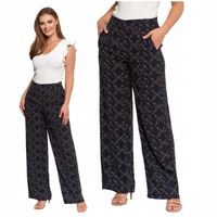 Spodnie Damskie Długie Szeroka Nogawka Luźne z Wiskozy ELEGANCKIE MORAJ - L